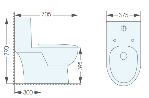 Bồn cầu 1 khối ATMOR AT518 nắp êm xả nhấn - 6