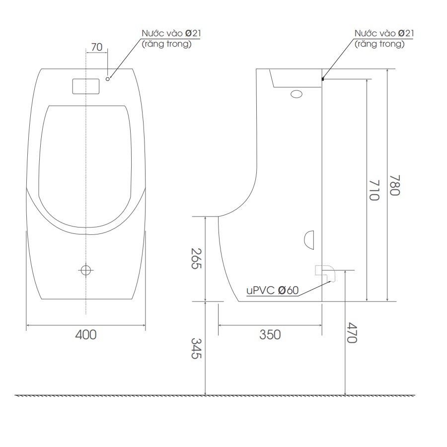 Bồn tiểu nam cảm ứng treo tường ATMOR AT6031 - 6