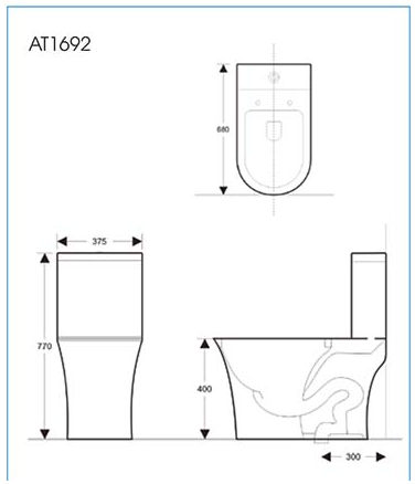 Bồn cầu 1 khối ATMOR AT1692 nắp êm xả nhấn