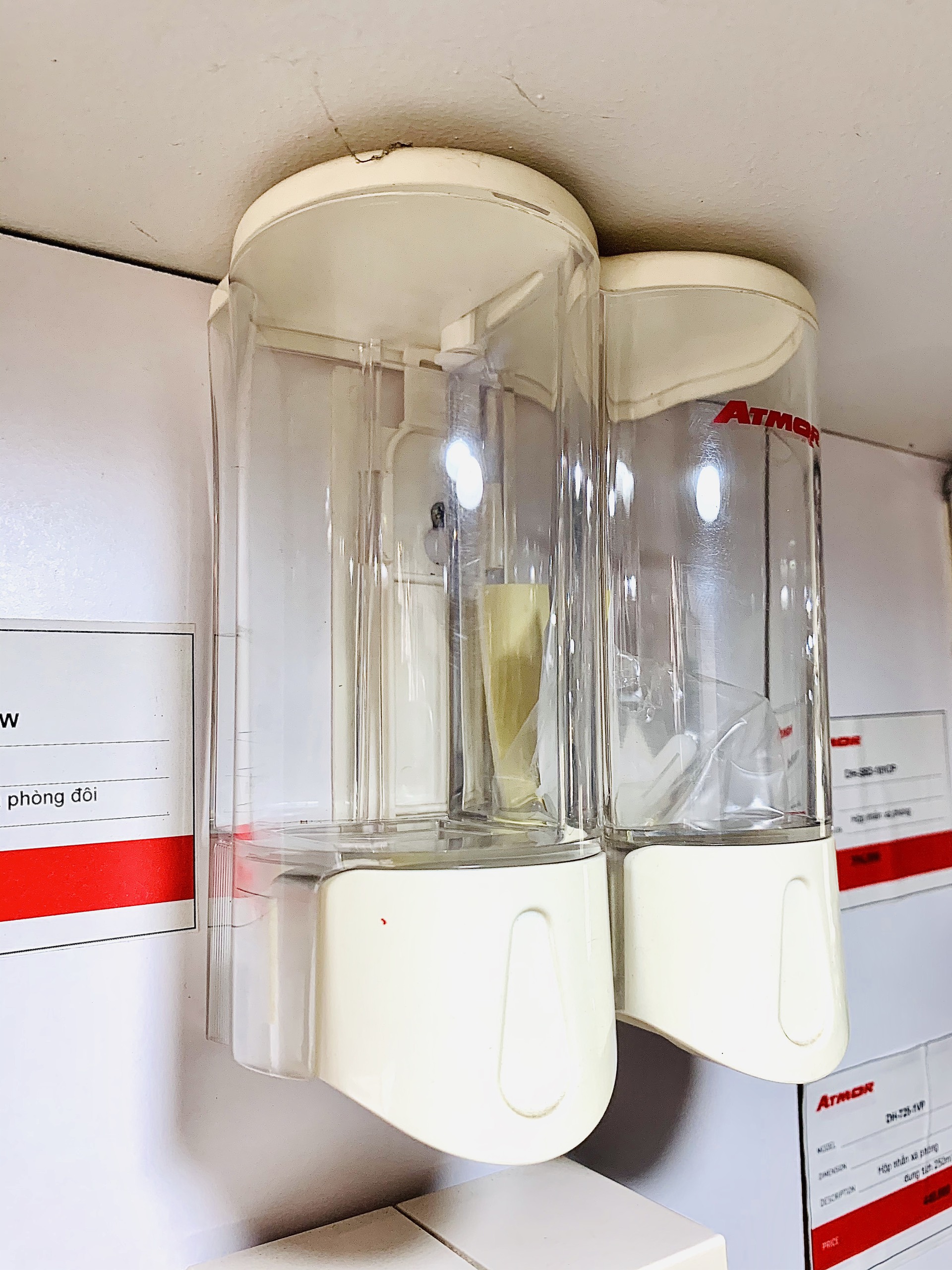 Hộp nhấn xà phòng đôi 500mlx2 ATMOR DH-SBD-102W (DHSBD102W) - 7