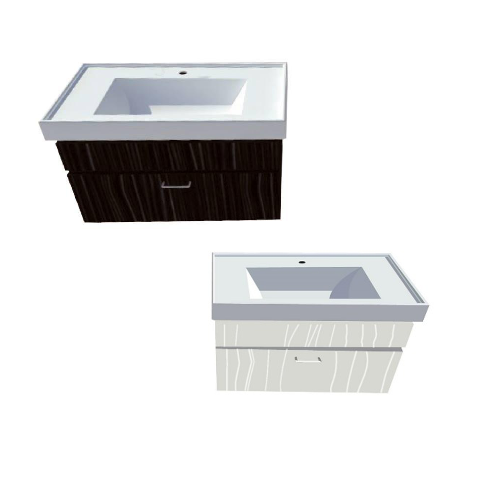 Bộ tủ chậu size 800mm hộc kéo trắng / đen ATMOR - 2