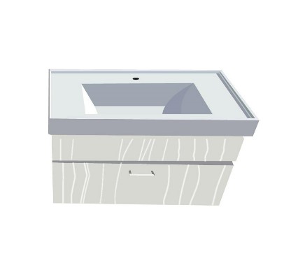 Bộ tủ chậu size 800mm hộc kéo trắng / đen ATMOR - 3