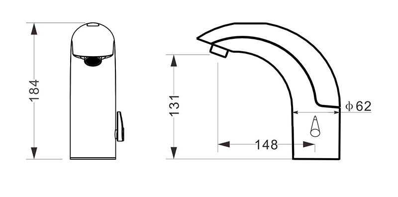 Vòi chậu cảm ứng nóng lạnh dùng pin ATMOR AT-1301(DC) (AT1301) - 3
