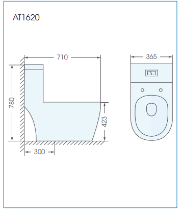 Bồn cầu 1 khối ATMOR AT1620 nắp êm xả nhấn