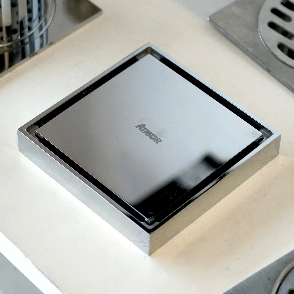 Phễu thoát sàn đồng mạ chrome 10x10cm ATMOR AH018 - 3