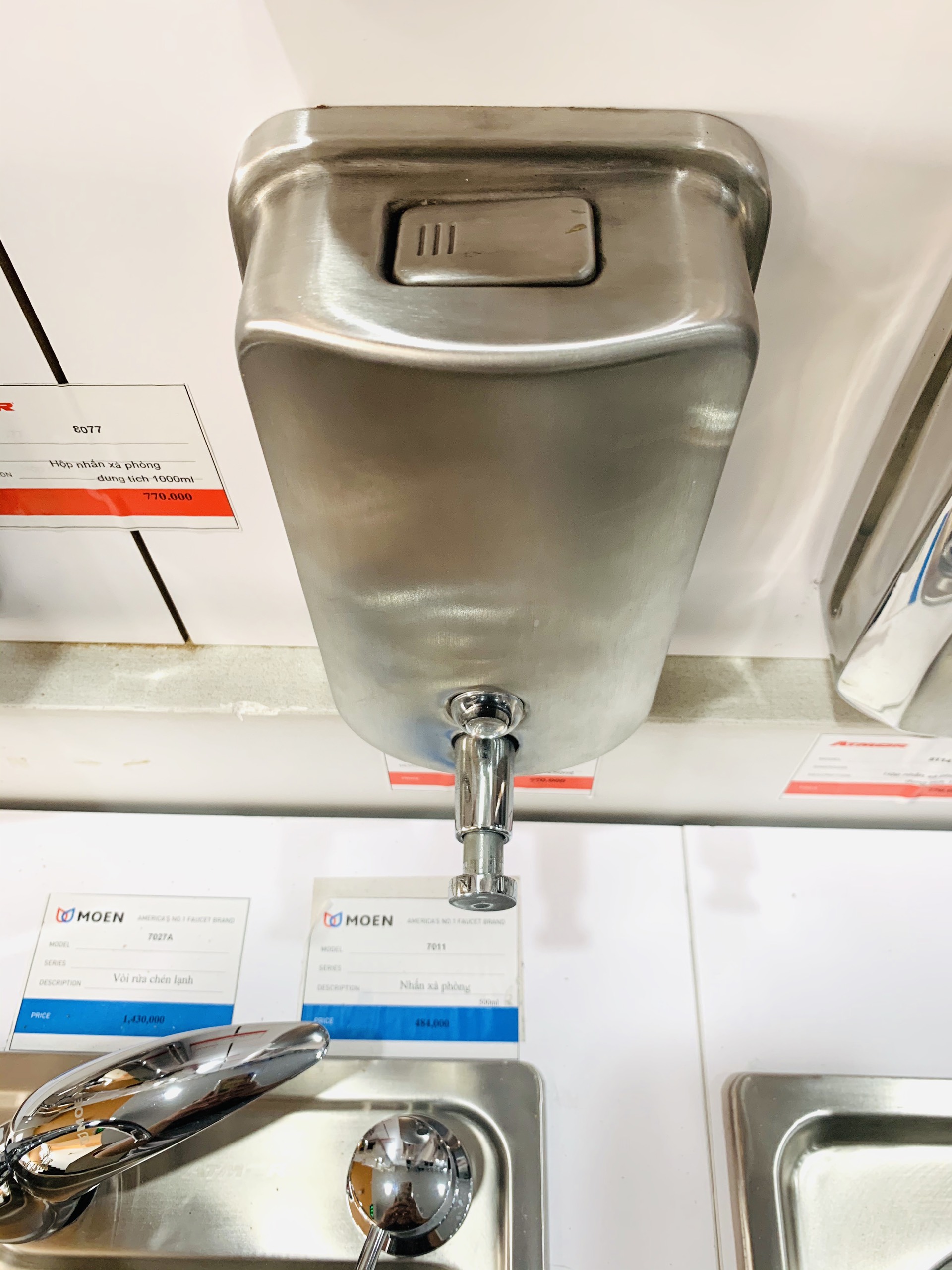 Hộp nhấn xà phòng inox 1250ml ATMOR SD-1080 (SD1080) - 3