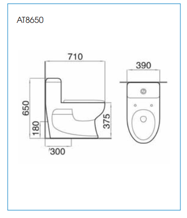 Bồn cầu 1 khối ATMOR AT8650 nắp êm xả nhấn