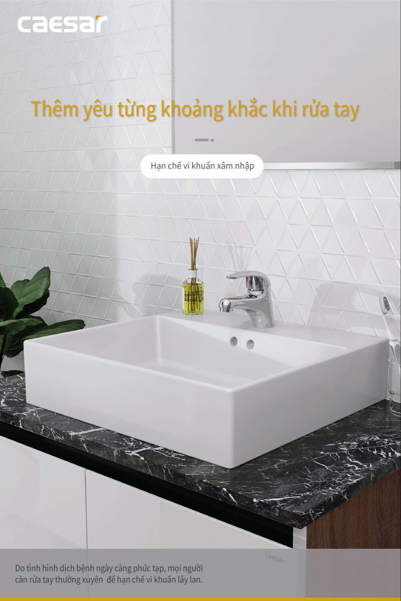 Vòi chậu lavabo nóng lạnh Caesar B260CP - 3