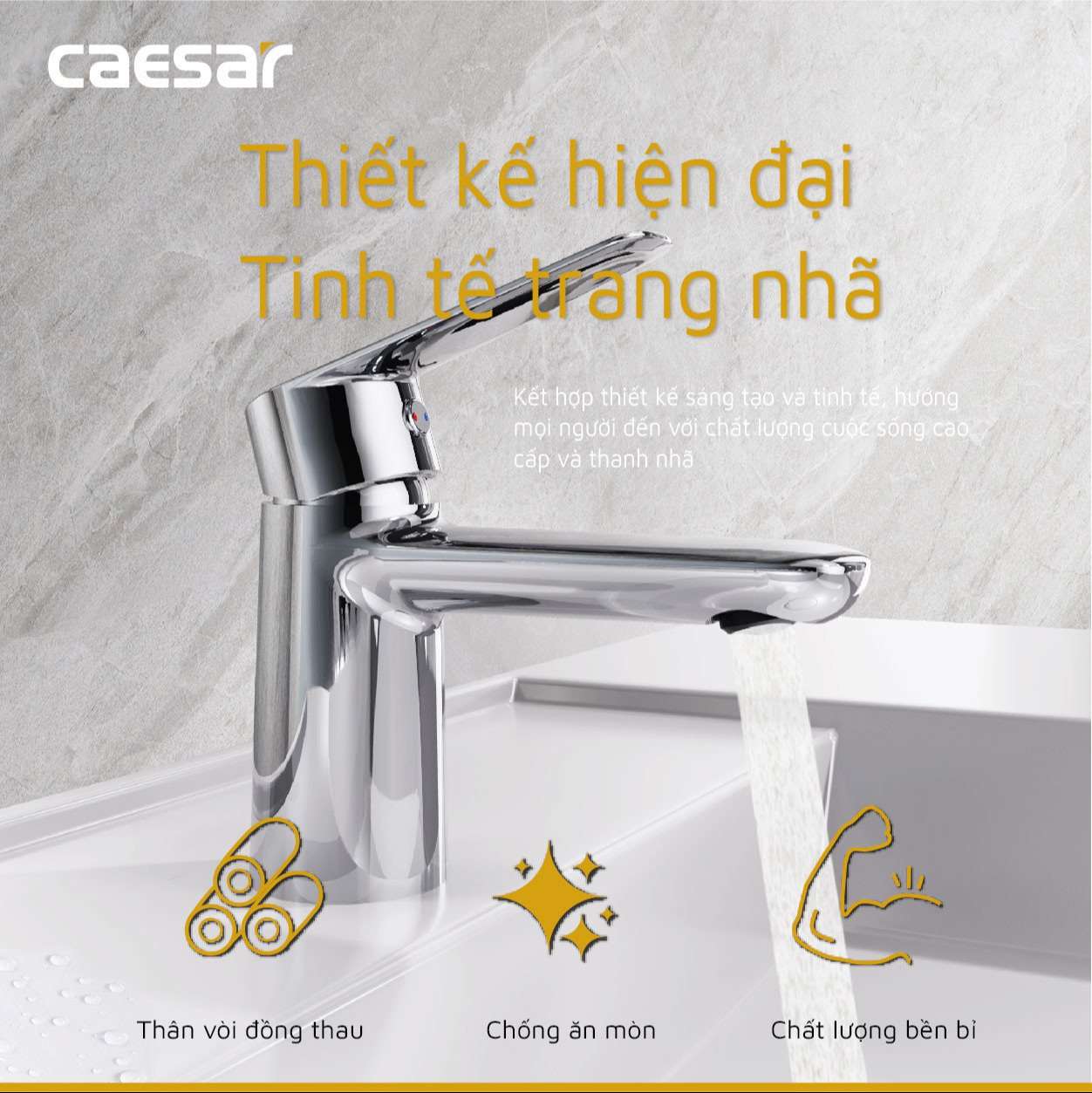 Vòi chậu lavabo nóng lạnh Caesar B380CU - 19