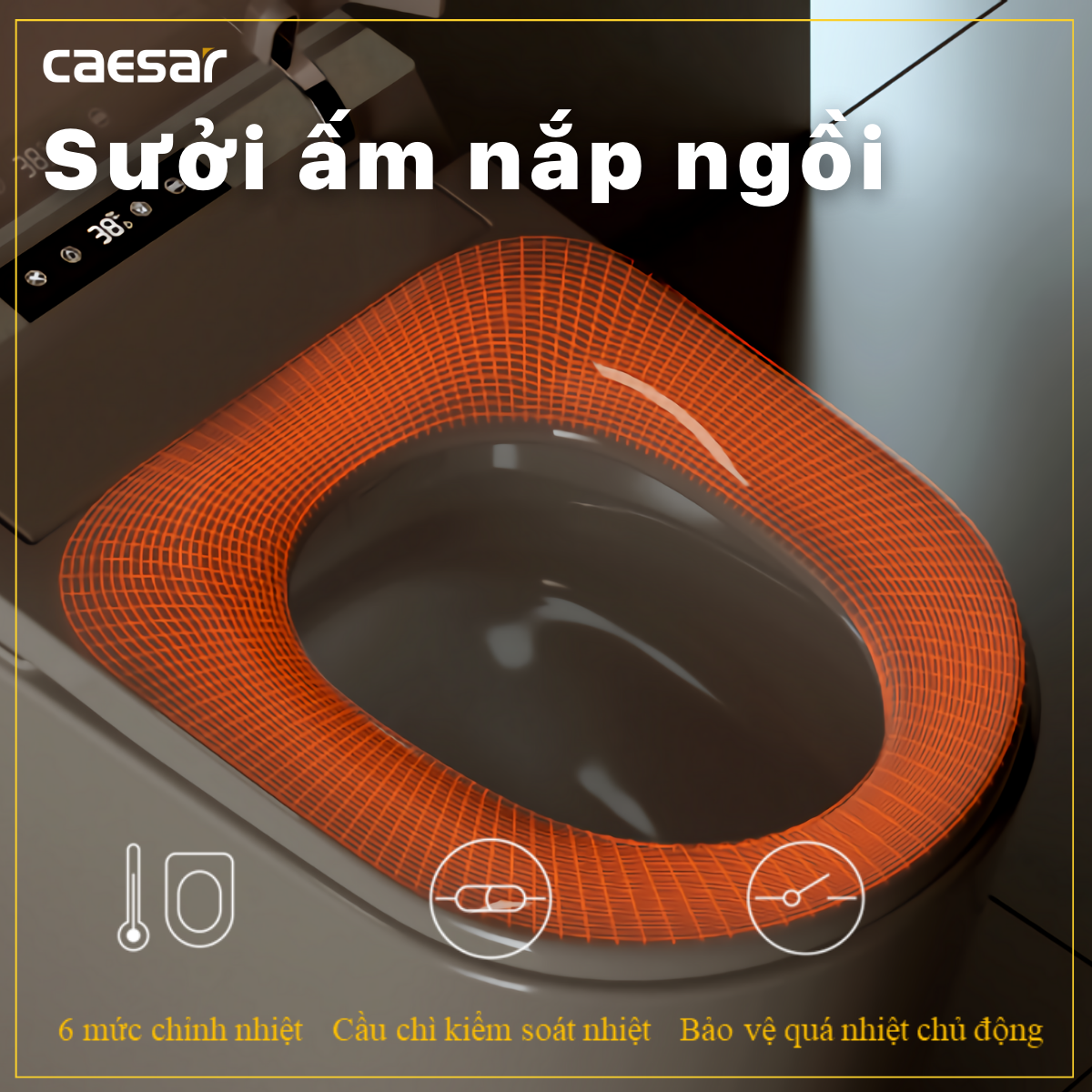 Bồn cầu điện tử thông minh Caesar CA1389H - 23
