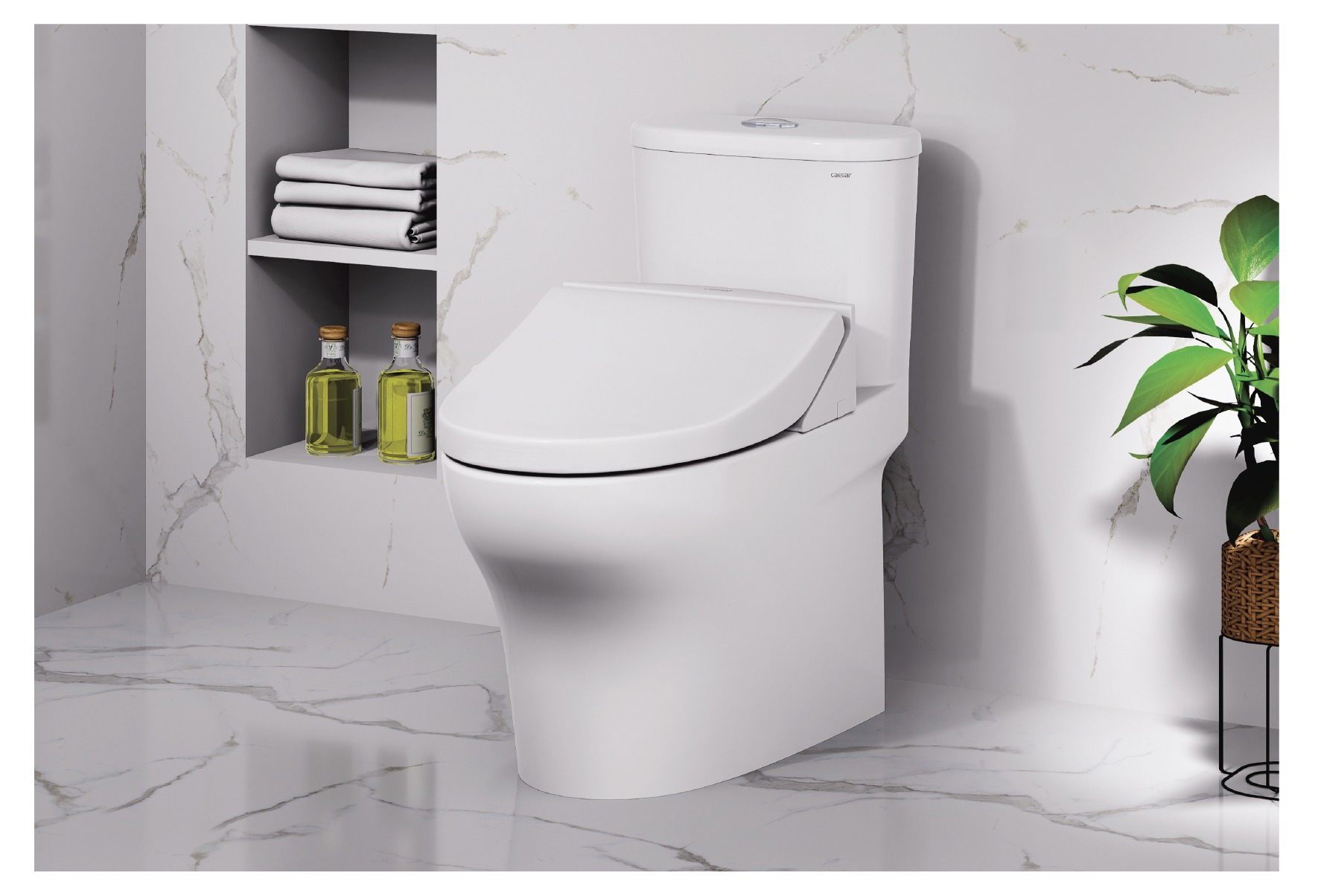 Bồn cầu 1 khối nắp rửa cơ Caesar CD1394+TAF050 - 10