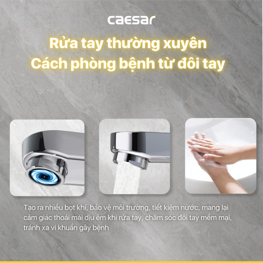 Vòi chậu lavabo nóng lạnh Caesar B570CU - 10