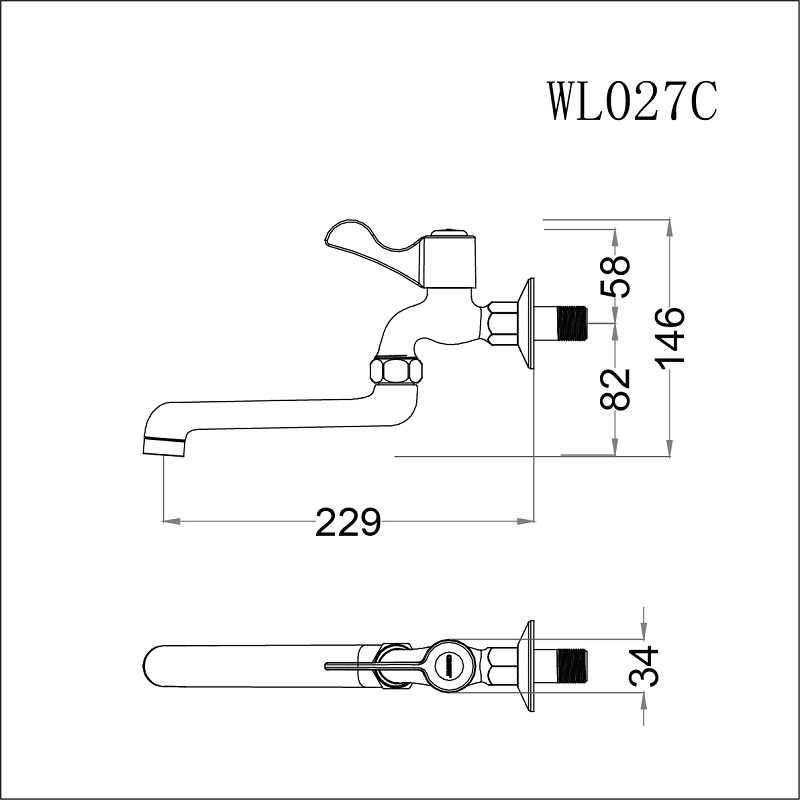 Vòi nước lạnh gắn tường Caesar WL027C - 13
