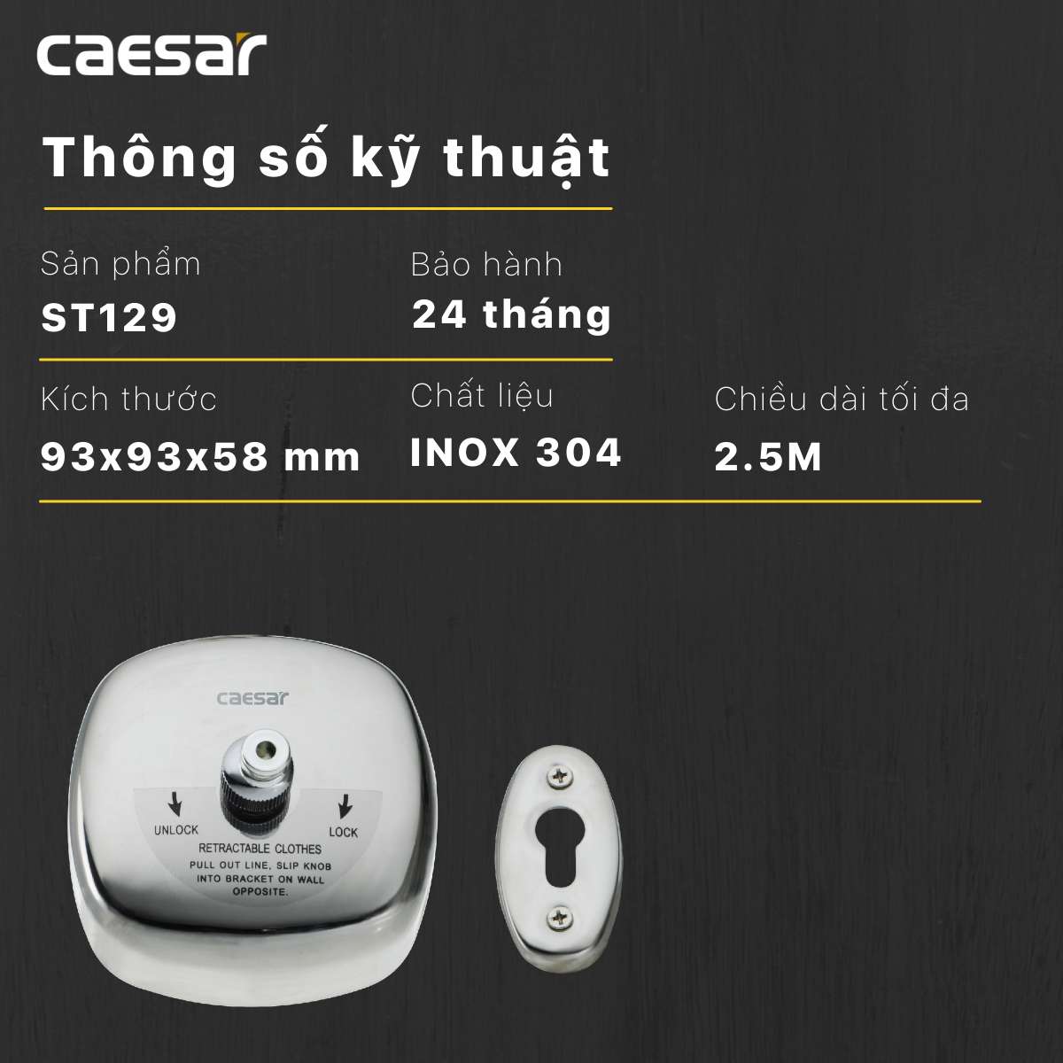 Dây phơi dạng cuộn 2.5m Caesar ST129 - 6