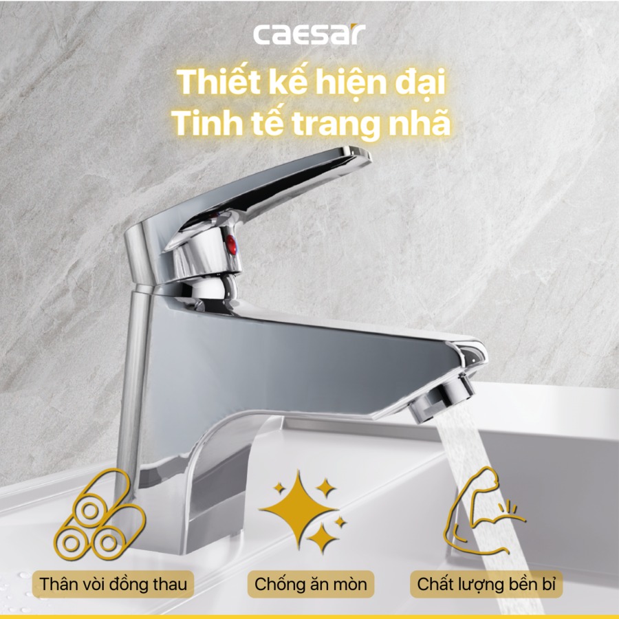 Vòi chậu lavabo nóng lạnh Caesar B400CU - 8
