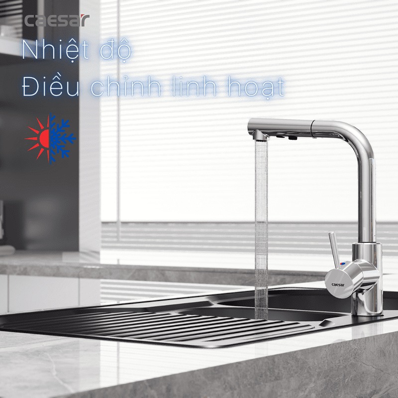 Vòi bếp dây rút nóng lạnh Caesar K915C - 22