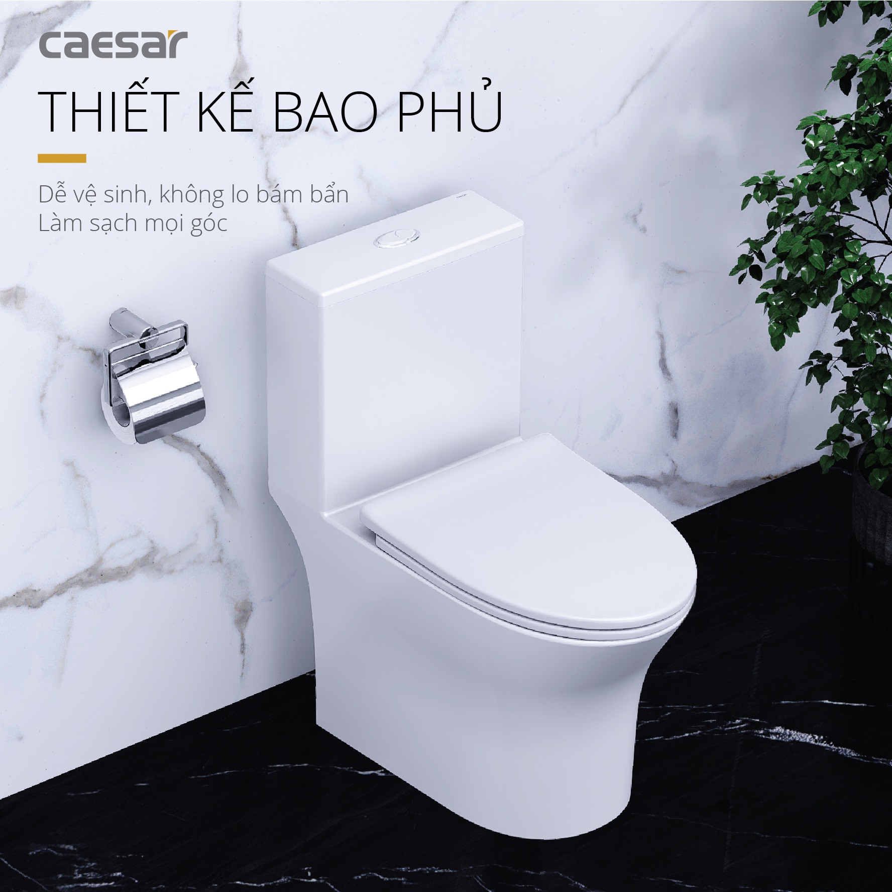 Bồn cầu 1 khối nắp êm Caesar C1391 - 11