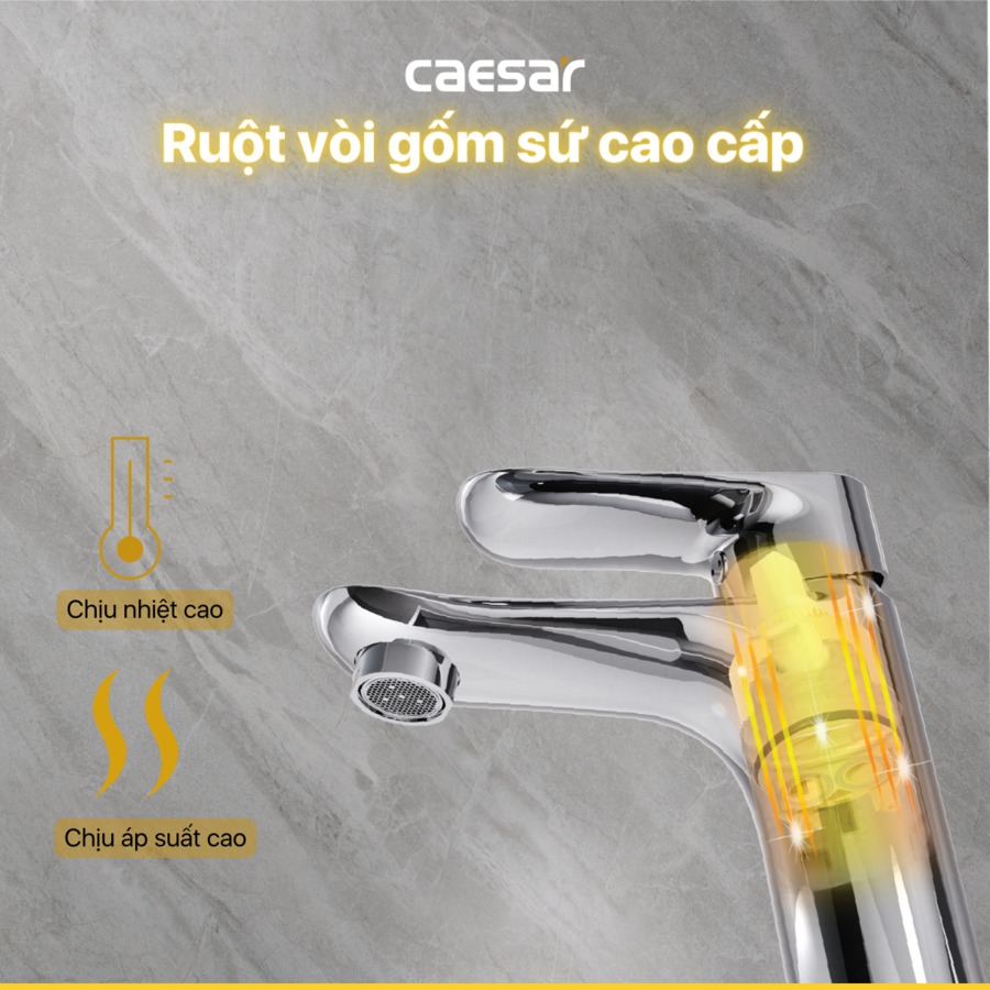 Vòi chậu lavabo nóng lạnh Caesar B730CU - 19