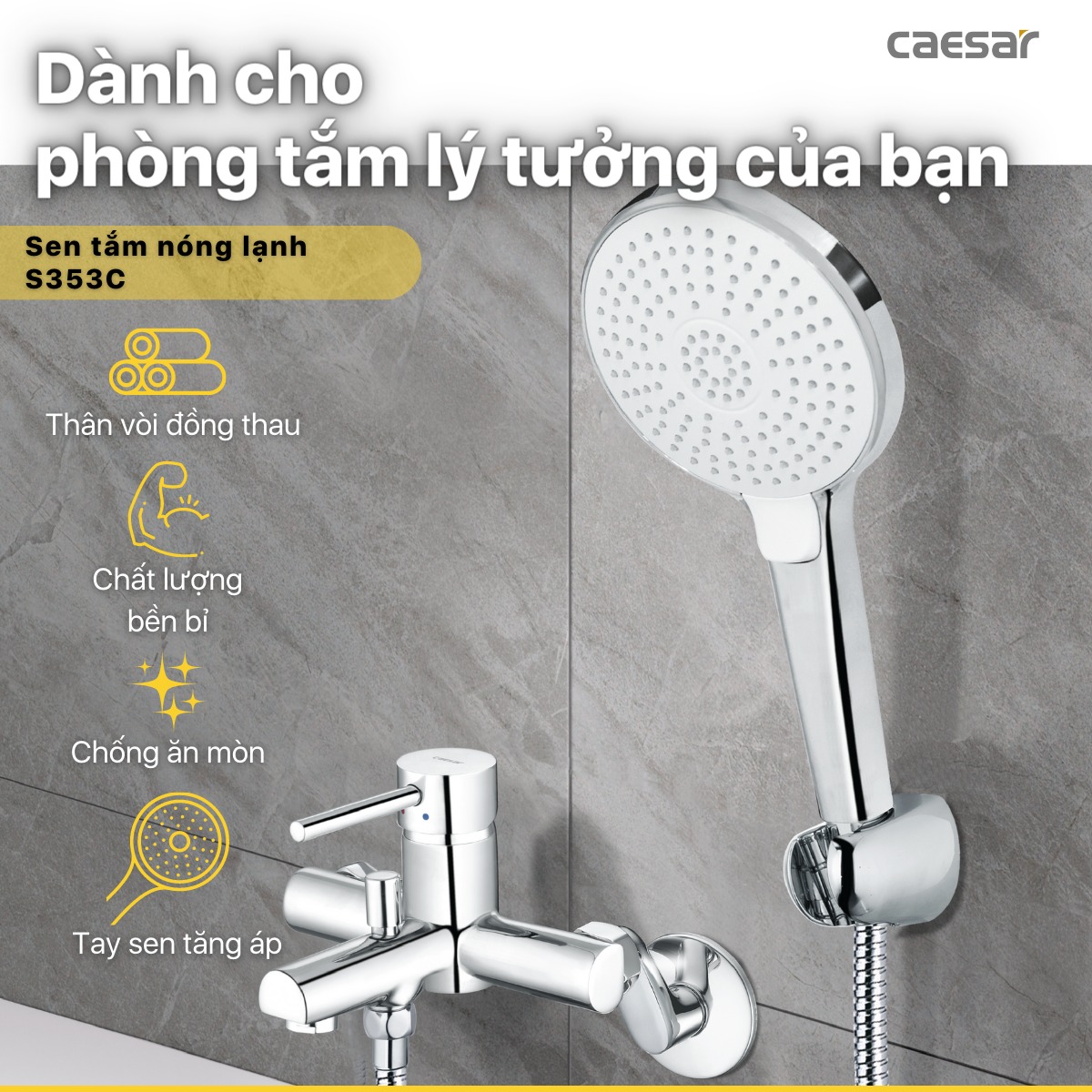 Bộ vòi sen tắm nóng lạnh Caesar S353C - 11