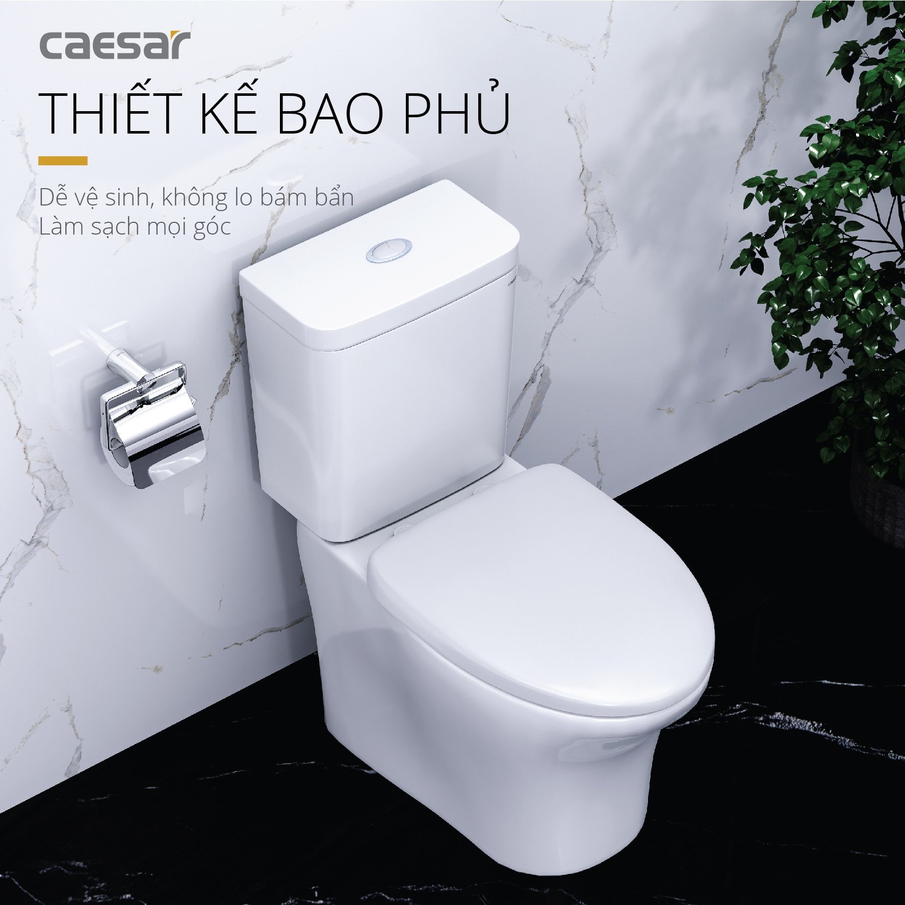 Bồn cầu 2 khối Caesar CD1341 nắp đóng êm - 5