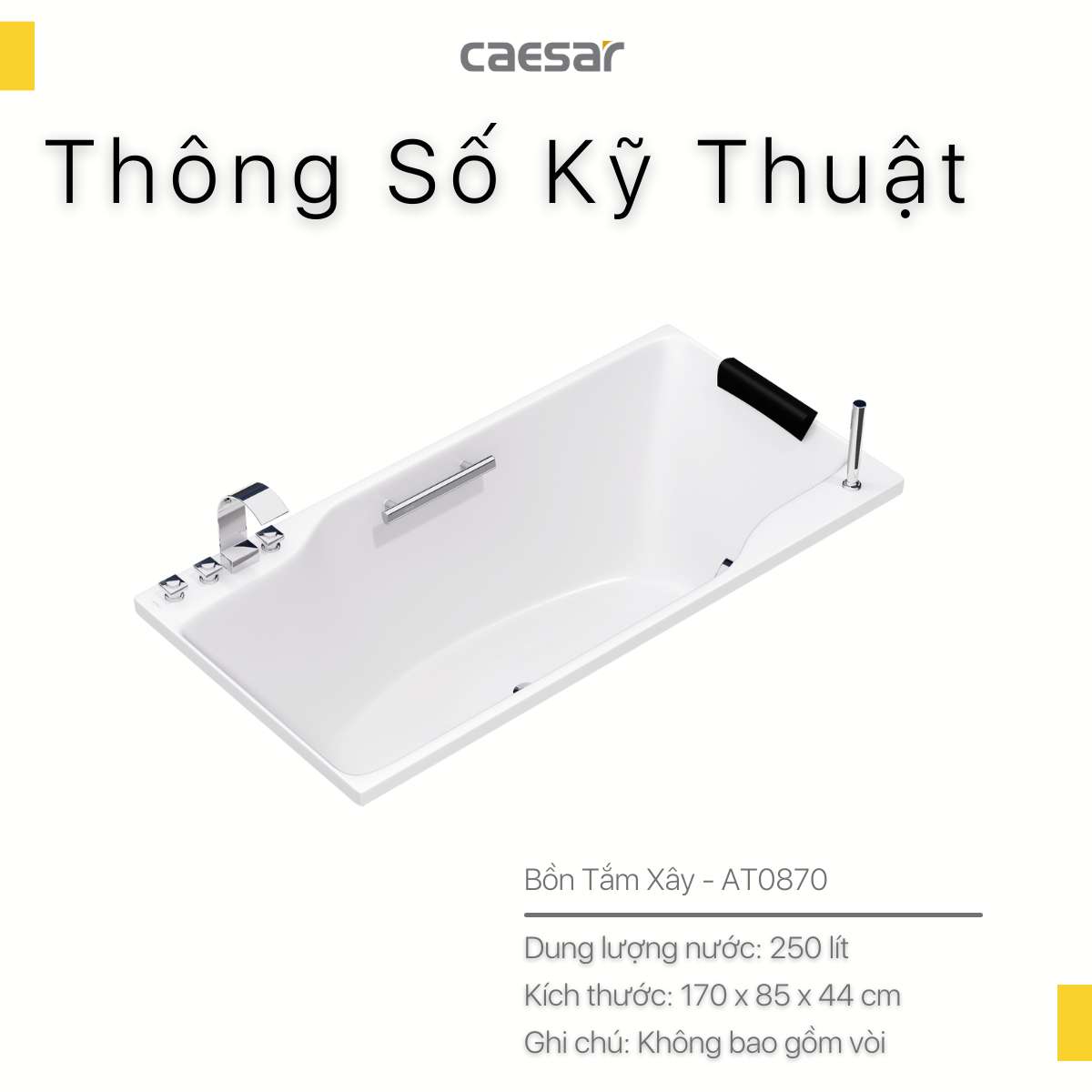 Bồn tắm xây 1m7 Caesar AT0870 - 9