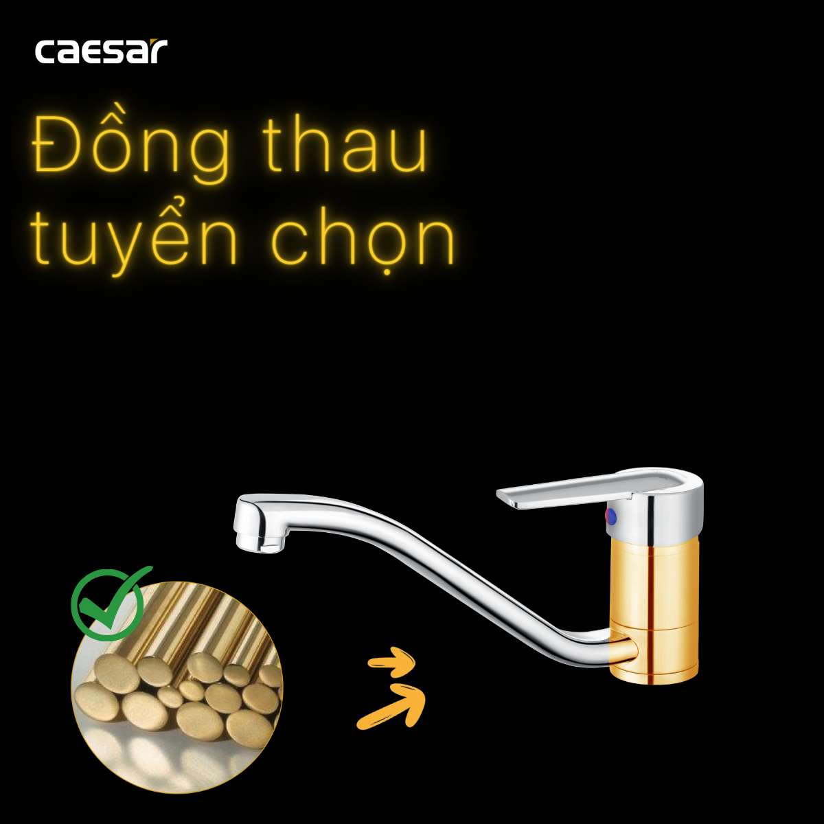Vòi bếp nóng lạnh Caesar K375C - 16
