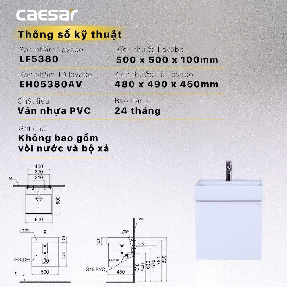 Tủ lavabo Caesar EH05380AV - 13