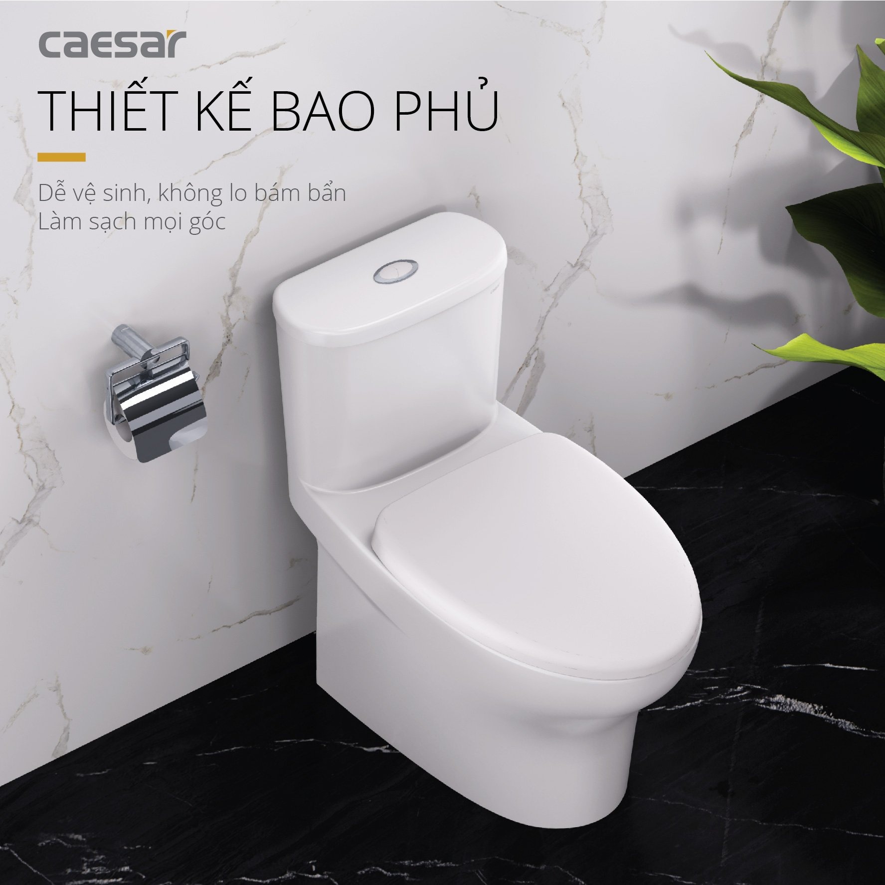 Bồn cầu 1 khối nắp êm Caesar C1394 (CD1394) - 14