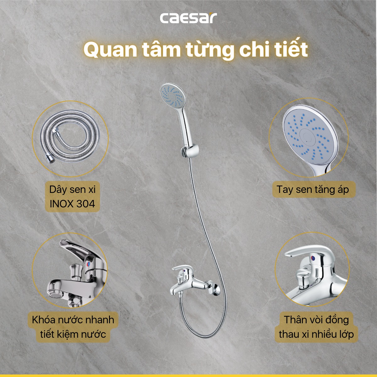 Bộ vòi sen tắm nóng lạnh Caesar S360C - 10