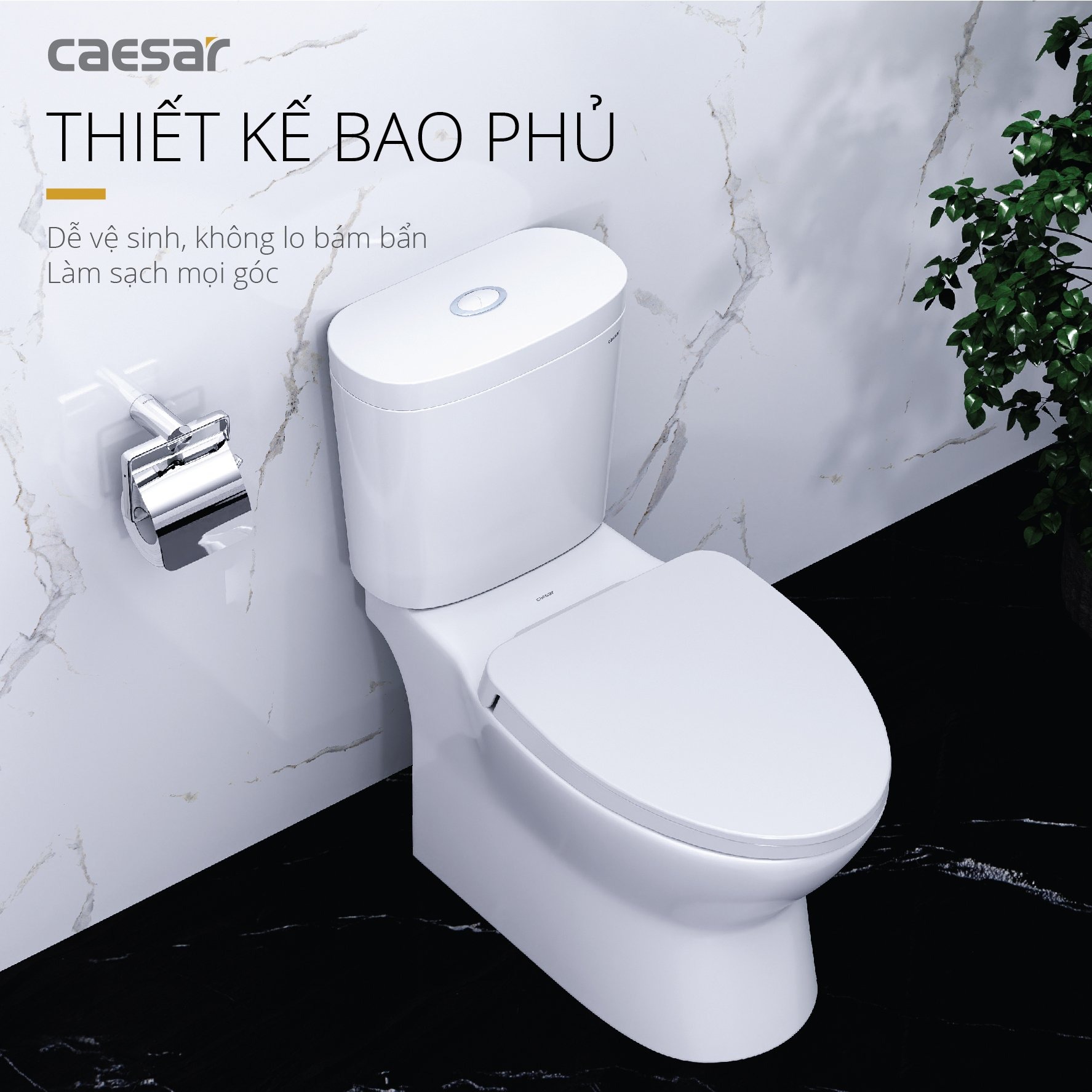 Bồn cầu 2 khối Caesar CD1320 nắp đóng êm - 9