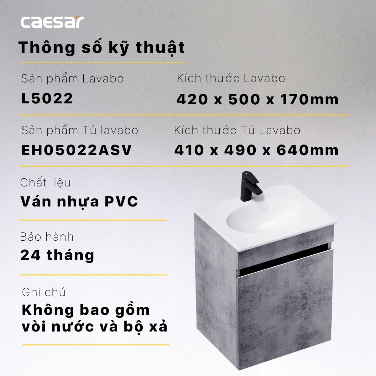 Bộ tủ lavabo Caesar L5022+EH05022ASV - 12