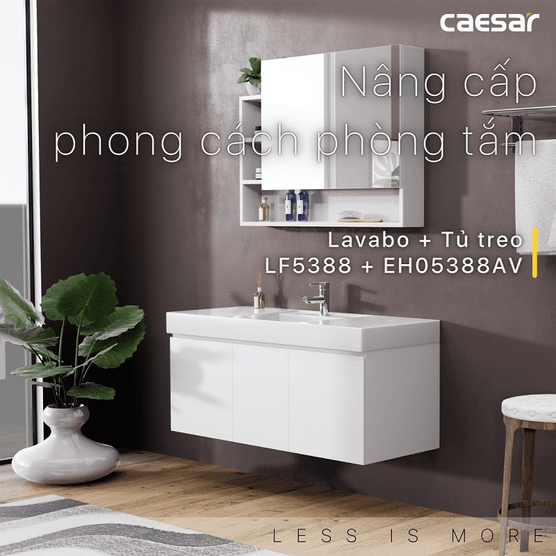 Combo thiết bị vệ sinh cao cấp Caesar CA1380H + LF5388 + EH05388AV + B390CBU + S688CB + EM01100V
