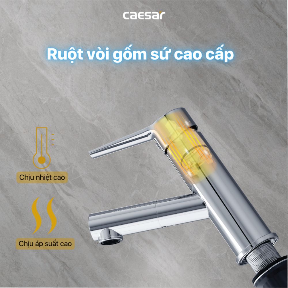 Vòi chậu lavabo lạnh dây rút Caesar B190C - 8