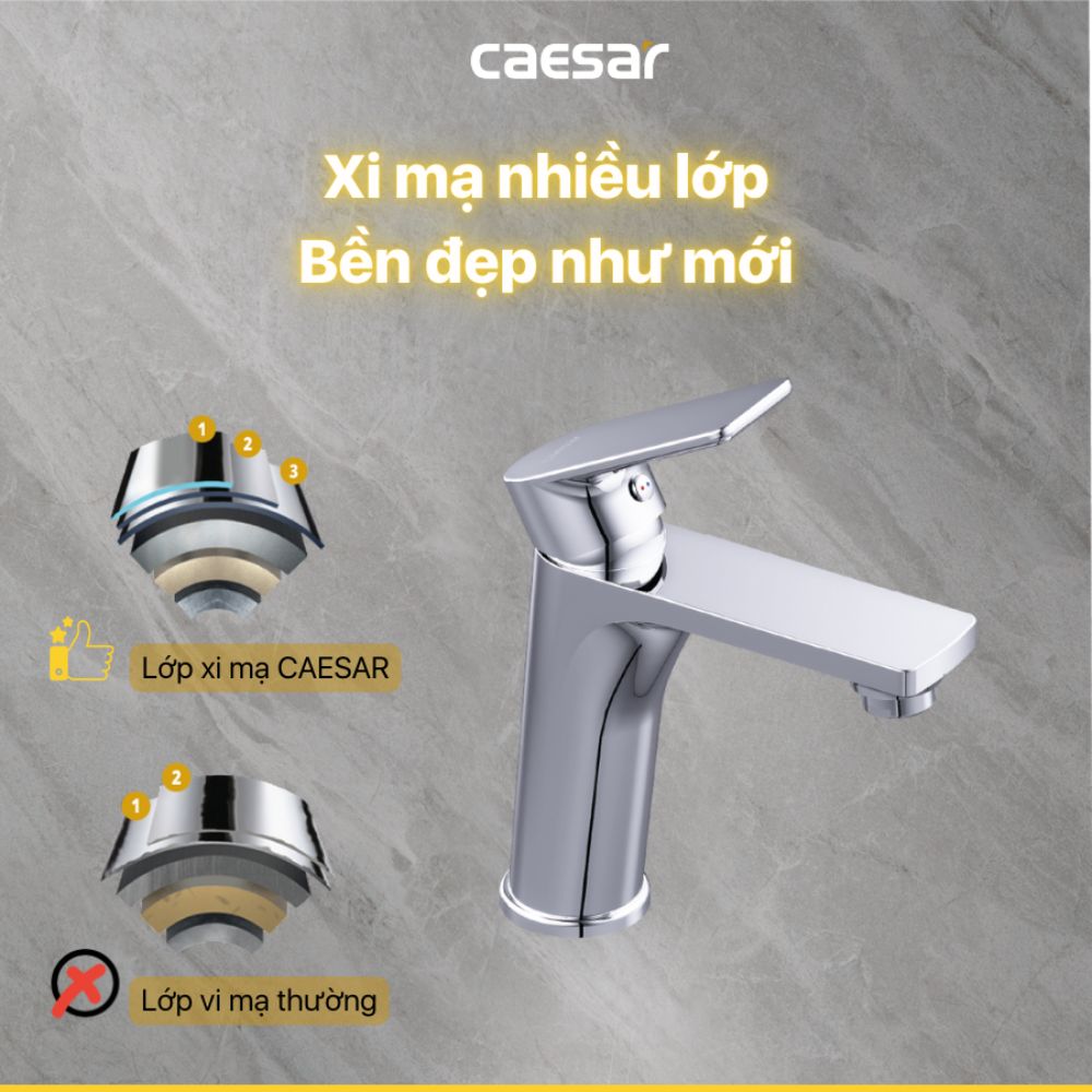 Vòi chậu lavabo nóng lạnh Caesar B500CU - 7