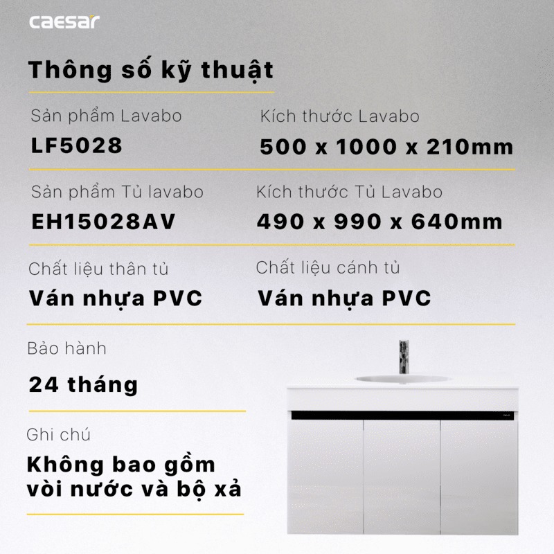 Bộ tủ lavabo Caesar LF5028+EH15028AV - 17