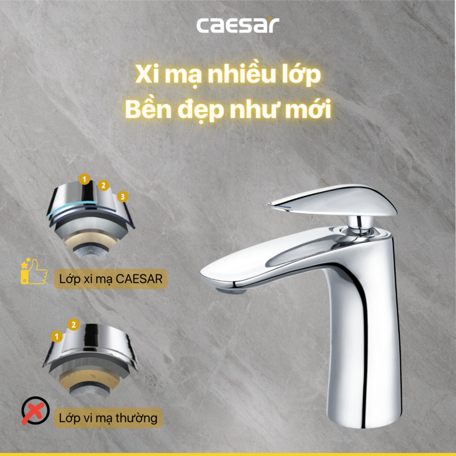 Vòi chậu lavabo nóng lạnh Caesar B810CU - 13