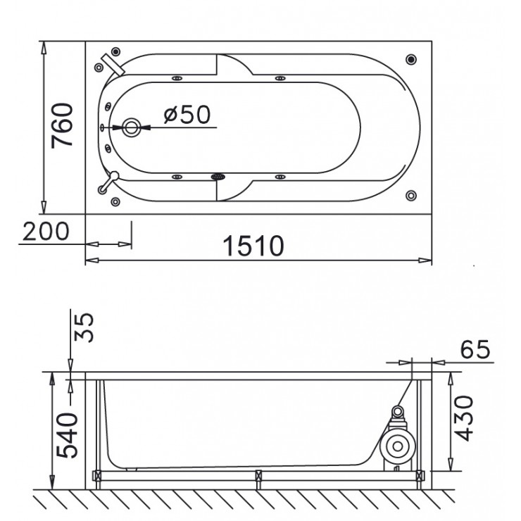 Bồn tắm xây 1m5 Caesar AT0350