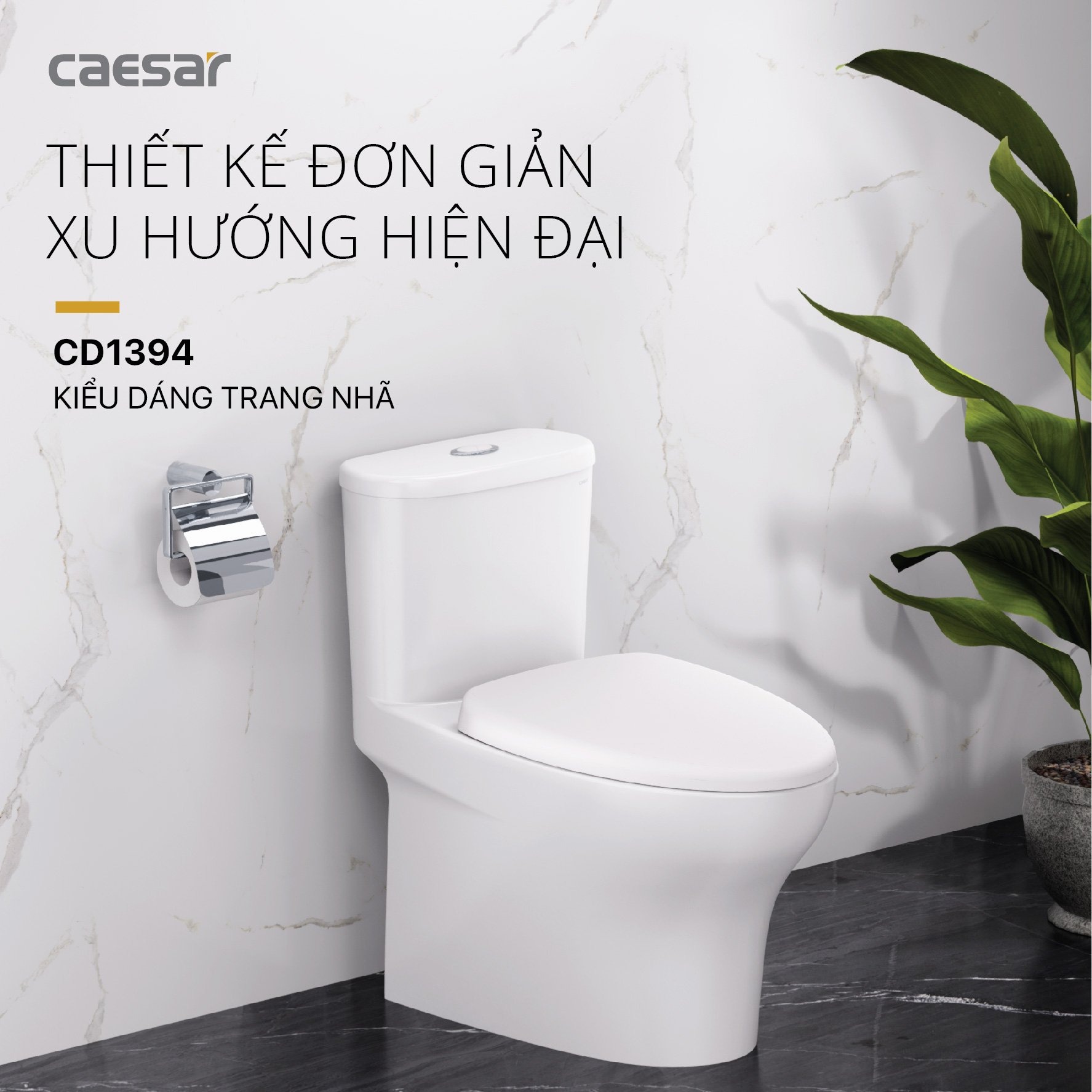 Bồn cầu 1 khối nắp êm Caesar C1394 (CD1394) - 12