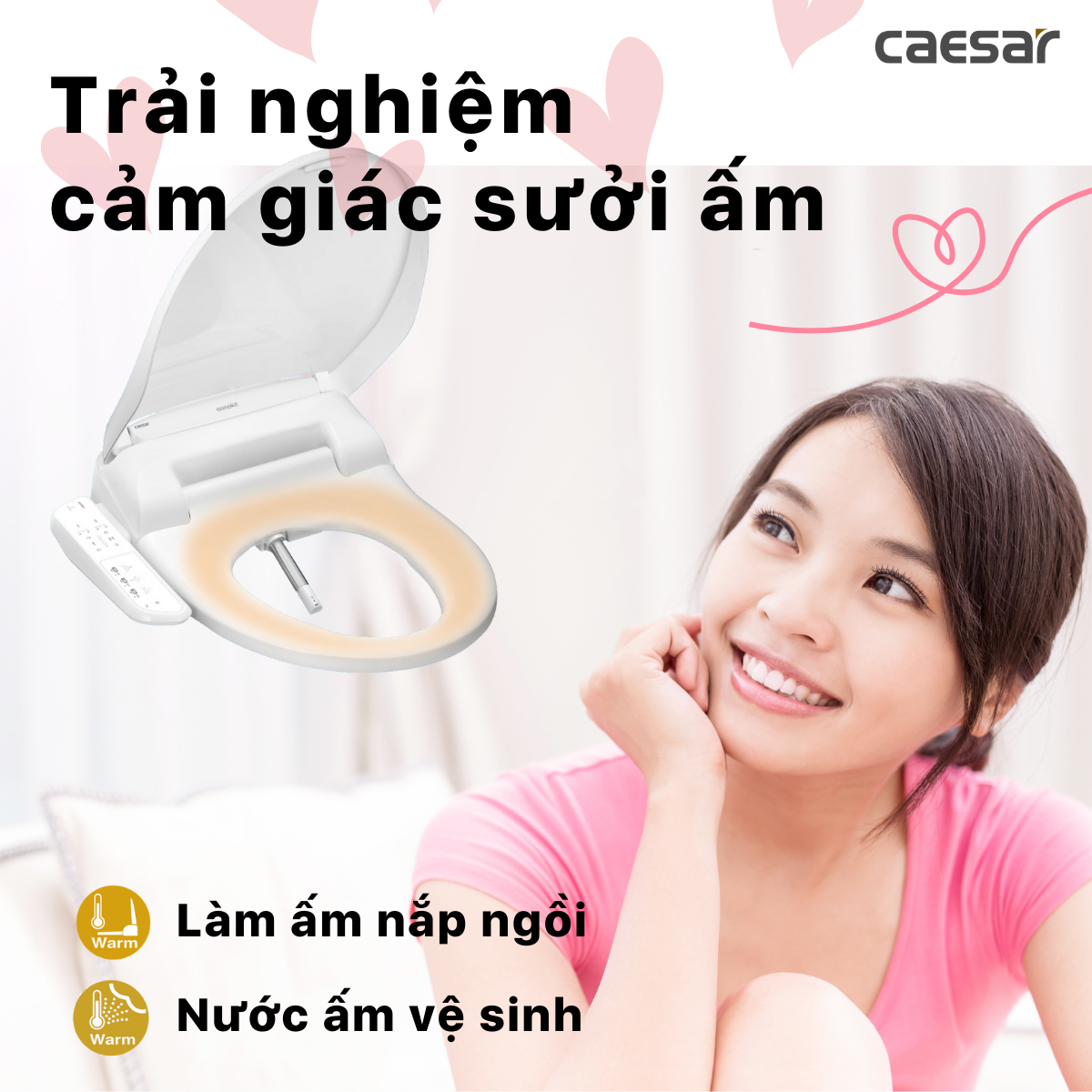 Nắp rửa điện tử Caesar TAF400H (TAF400H-PW) - 13