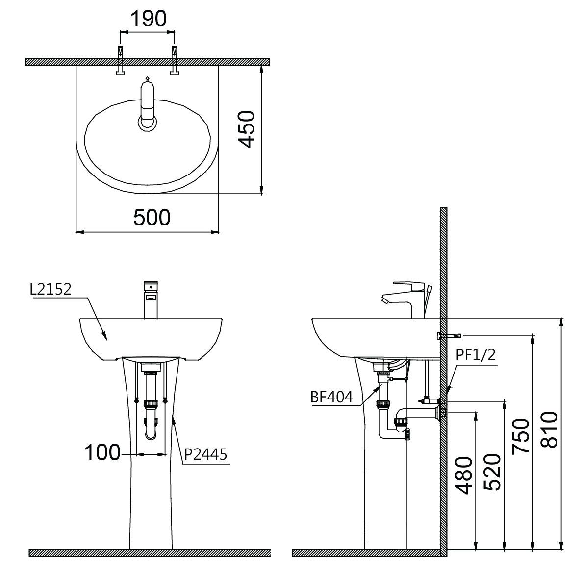Chậu rửa lavabo treo tường Caesar L2152 - 5