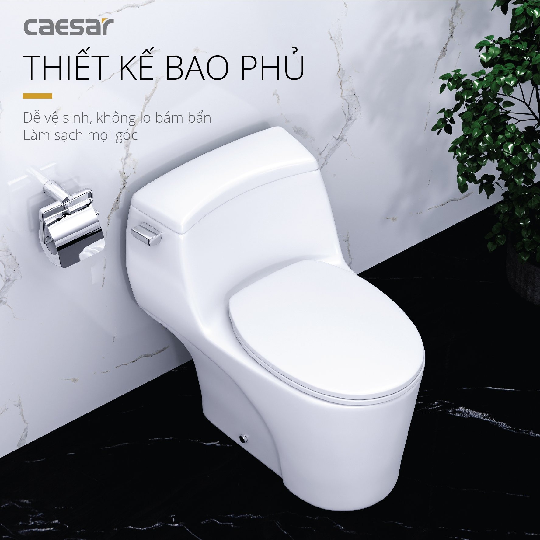 Bồn cầu 1 khối Caesar C1353 nắp êm - 14