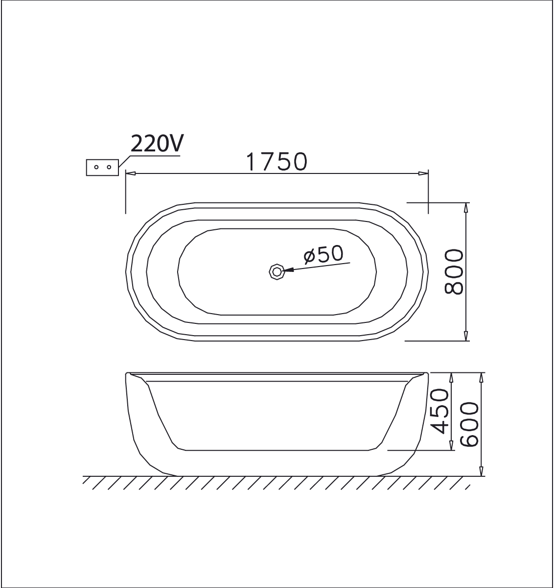 Bồn tắm đặt sàn 1m7 Caesar AT0770 - 12