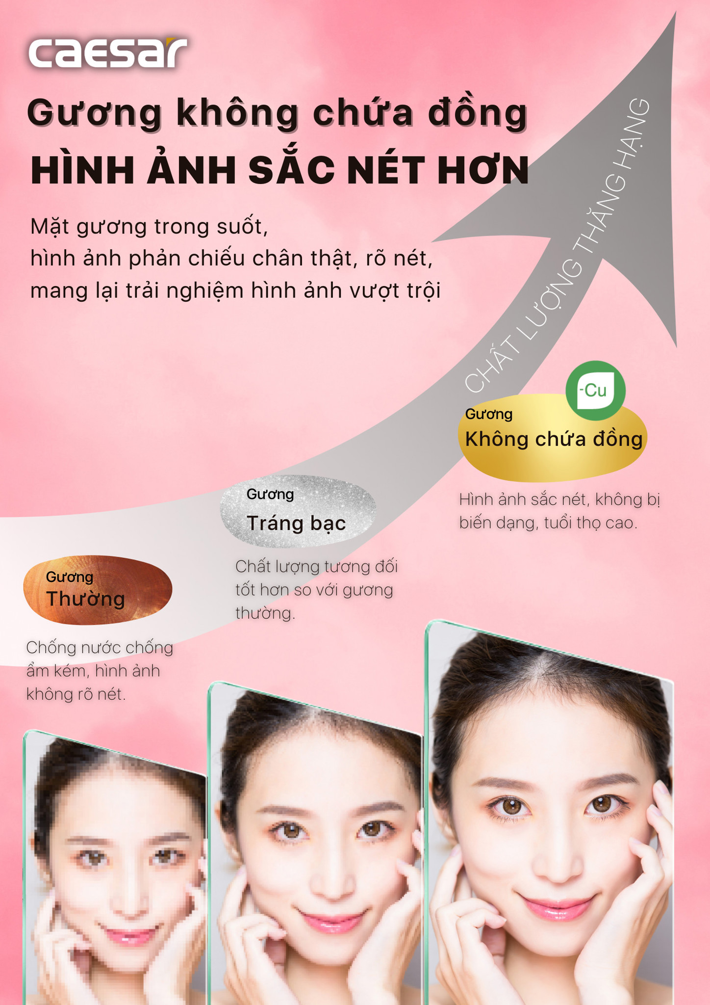 Gương soi phòng tắm 80x60cm kèm kệ kính Caesar M710 (M114 + Q780V)