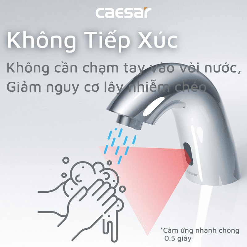 Vòi chậu lavabo cảm ứng nước lạnh Caesar A911 - 16