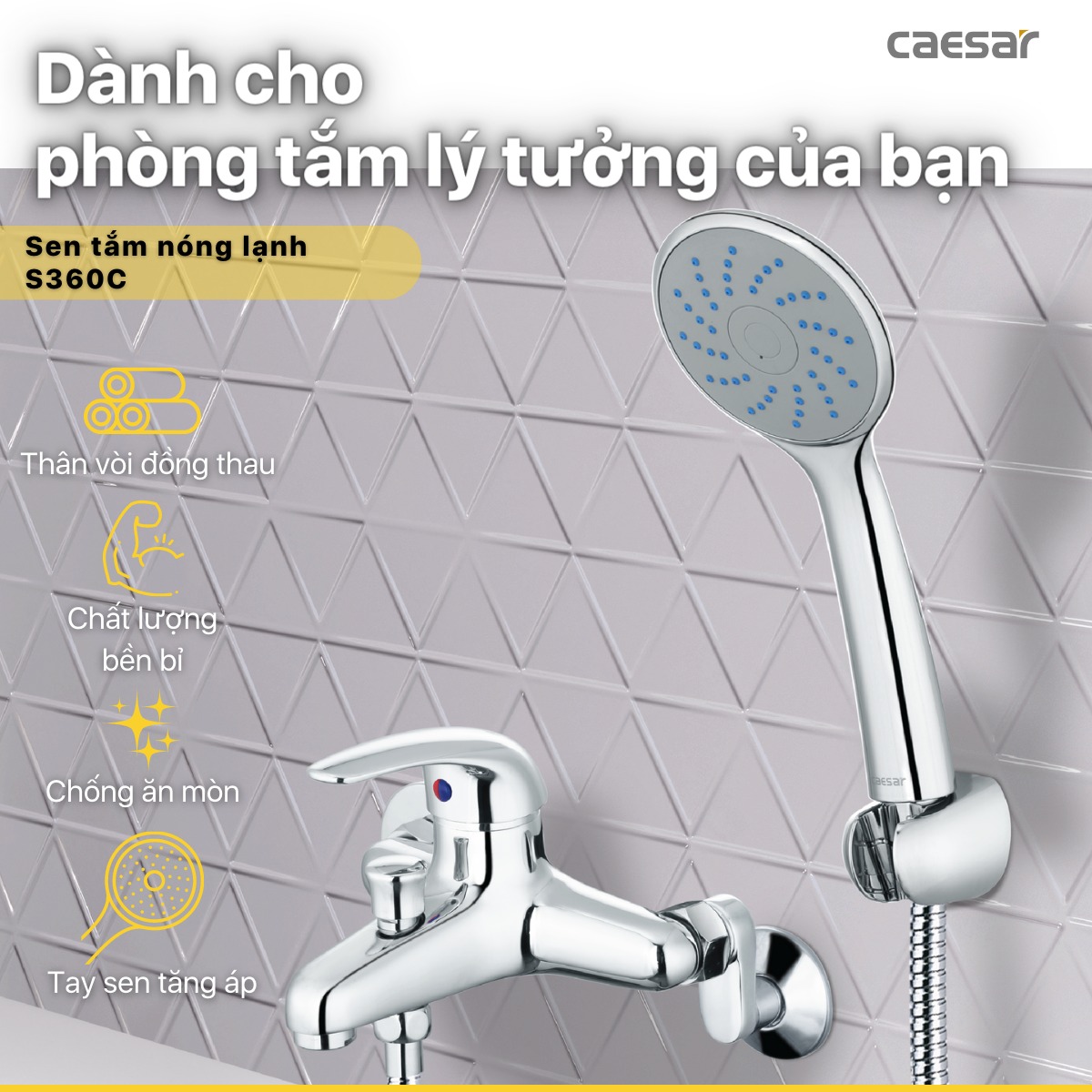Bộ vòi sen tắm nóng lạnh Caesar S360C - 9