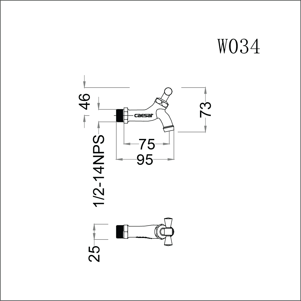 Vòi nước lạnh gắn tường Caesar W034 - 10