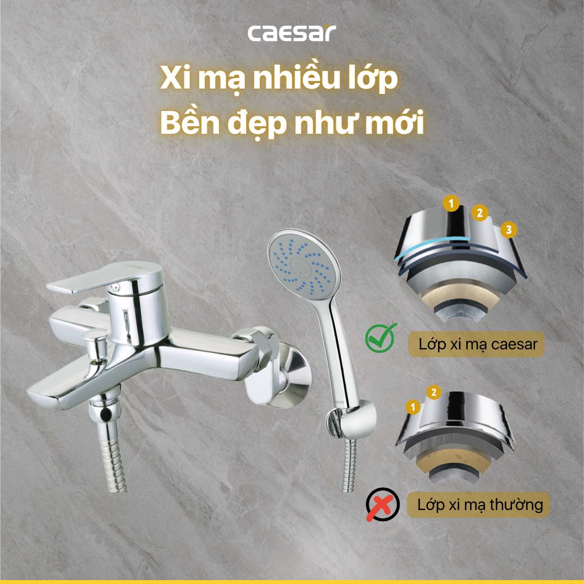 Bộ vòi sen tắm nóng lạnh Caesar S203C - 13