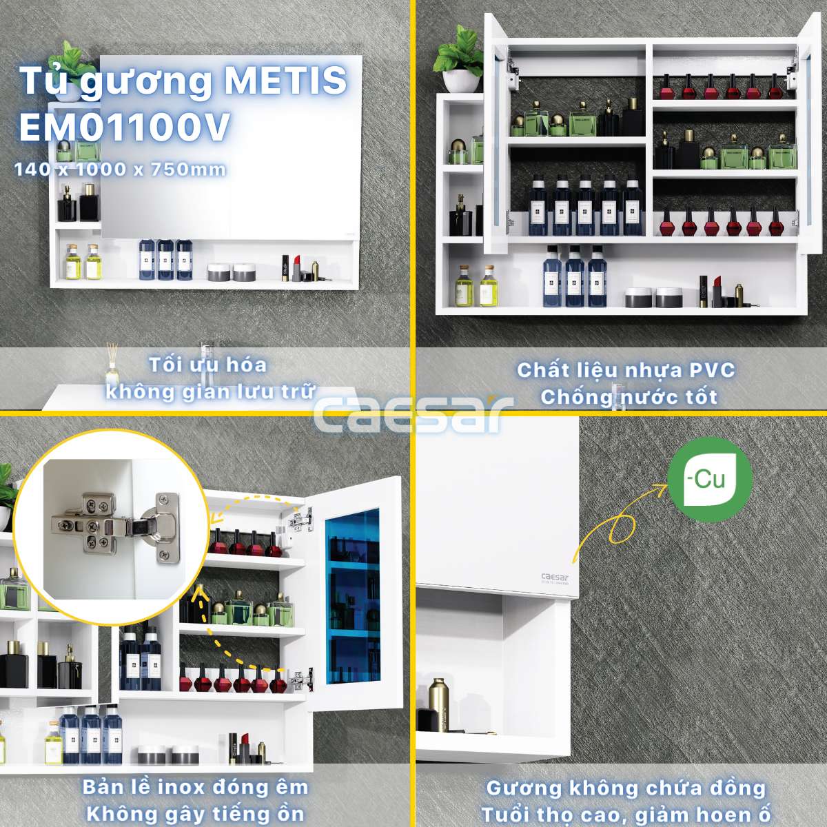 Tủ gương Caesar EM01100V - 12