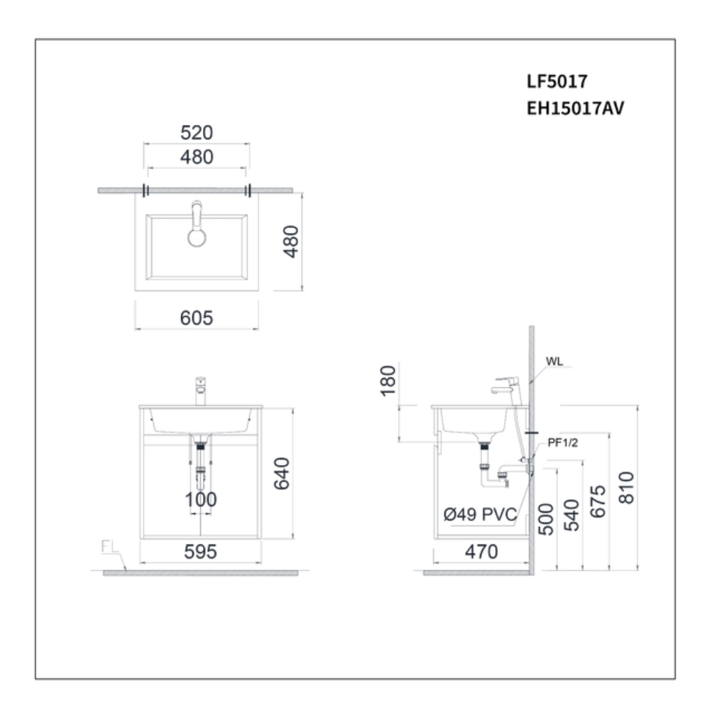 Bộ tủ lavabo Caesar LF5017+EH15017AV - 15
