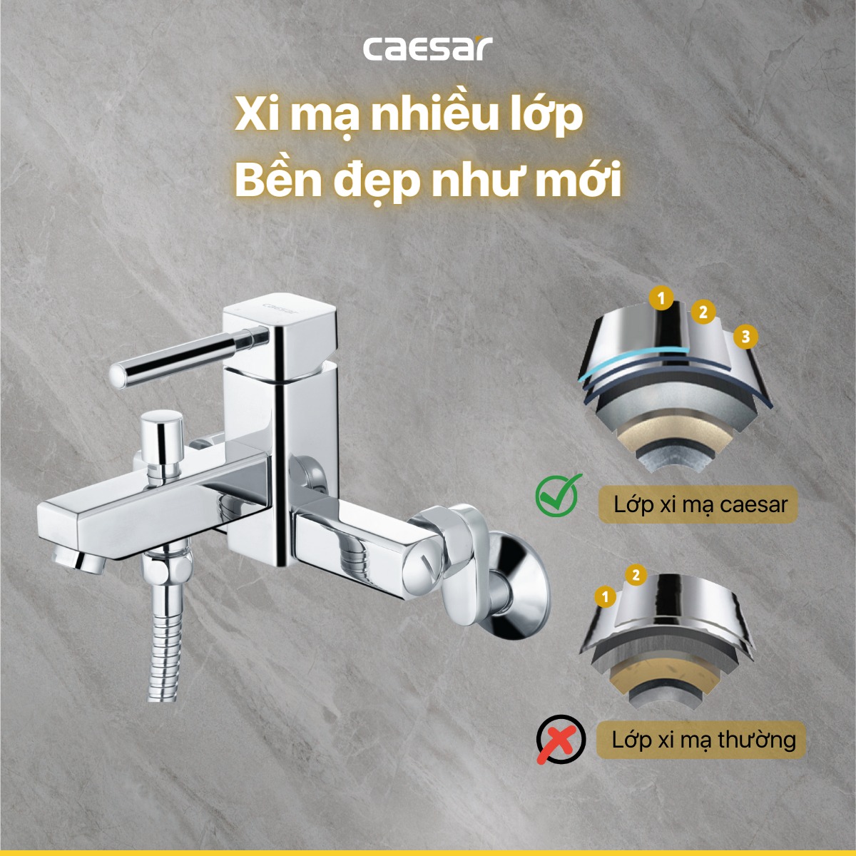 Bộ vòi sen tắm nóng lạnh Caesar S463C - 14